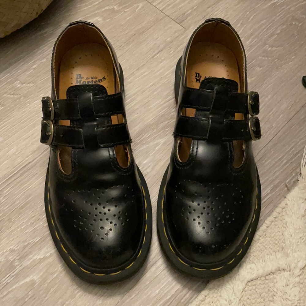 Dr Marten Mary Jane Shoes, Black Leather, Size 6